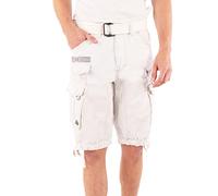 Geographical Norway Panoramique Men - Bermuda Mann Cotton - Shorts Herren Sport Cargo - Shorts Bermudas Kurz A Gürtel Normaler Schnitt - Mann Frühling Sommer (Weiss 4XL)