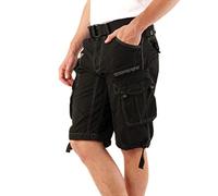 Geographical Norway Panoramique Men - Bermuda Mann Cotton - Shorts Herren Sport Cargo - Shorts Bermudas Kurz A Gürtel Normaler Schnitt - Mann Frühling Sommer (Schwarz 5XL)
