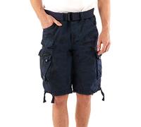 Geographical Norway Panoramique Men - Bermudas Short Algodón Fit - Pantalones Cortos Deportivos para Hombres - Shorts Cortos Cinturón - Bermuda Ajuste Normal Cómodo Azul Camuflaje XXL