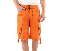 Geographical Norway PANORAMIQUE Men - Bermudas Short Algodón Fit - Pantalones Cortos Deportivos para Hombres - Bermudas Hombre - Shorts Cortos Cinturón - Bermuda Ajuste Normal Cómodo Naranja L