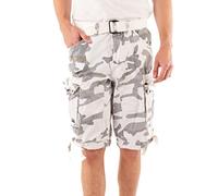 Geographical Norway Panoramique Men - Bermudas Short Algodón Fit - Pantalones Cortos Deportivos para Hombres - Shorts Cortos Cinturón - Bermuda Ajuste Normal Cómodo Blanco Camuflaje L