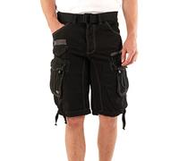 Geographical Norway Panoramique Men - Bermudas Short Algodón Fit - Pantalones Cortos Deportivos para Hombres - Bermudas Hombre - Shorts Cortos Cinturón - Bermuda Ajuste Normal Cómodo (Negro M)