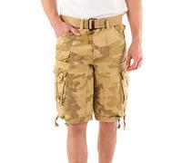 Geographical Norway Panoramique Men - Bermudas Short Algodón Fit - Pantalones Cortos Deportivos Para Hombres - Bermudas Hombre - Shorts Cortos Cinturón - Bermuda Ajuste Normal Cómodo (CAMO Beige M)