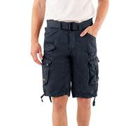 Geographical Norway Panoramique Men - Bermudas Short Algodón Fit - Pantalones Cortos Deportivos Para Hombres - Bermudas Hombre - Shorts Cortos Cinturón - Bermuda Ajuste Normal Cómodo (Azul Marino S)