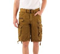 Geographical Norway Panoramique Men - Bermudas Short Algodón Fit - Pantalones Cortos Deportivos para Hombres - Shorts Cortos Cinturón - Bermuda Ajuste Normal Cómodo Caqui 3XL