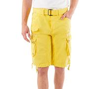 Geographical Norway Panoramique Men - Bermudas Short Algodón Fit - Pantalones Cortos Deportivos para Hombres - Shorts Cortos Cinturón - Bermuda Ajuste Normal Cómodo Amarillo M