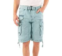 Geographical Norway PANORAMIQUE Men - Bermudas Short Algodón Fit - Pantalones Cortos Deportivos para Hombres - Bermudas Hombre - Shorts Cortos Cinturón - Bermuda Ajuste Normal Cómodo Azul L