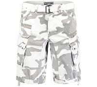 Geographical Norway Pantalones cortos Cargo Bermudas con cinturón corto Hunter en paquete con UD Bandana, Blanco, XXXL