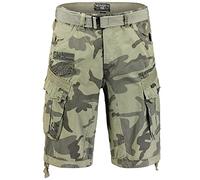 Geographical Norway Pantalones cortos cargo bermudas con cinturón Short Hunter en la cintura con bandana UD, Greycamo 2, XXXL