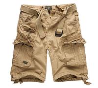 Geographical Norway Pantalones cortos cargo bermudas con cinturón Short Hunter en la cintura con bandana UD, Beige 4, XXL