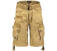 Geographical Norway Pantalones cortos de carga con cinturón de Bermudas cortas con cinturón Short Hunter en paquete con UD Bandana, Beige 4, M