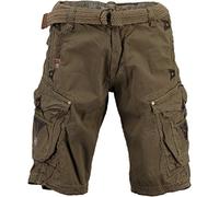Geographical Norway Pantalones Cortos para Hombre Pratique Perle con cinturón Bordado Pantalones Cargo Camo Caqui M