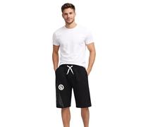 Geographical Norway Parithe Men Bermuda Hombre Pantalón Corto Verano Algodón Poliéster Cordón Ajustable Bolsillos Laterales Trasero Estampado Frontal Estilo Casual Deportivo Vacaciones (Negro M)