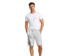 Geographical Norway Parithe Men Bermuda Hombre Pantalón Corto Verano Algodón Poliéster Cordón Ajustable Bolsillos Laterales Trasero Estampado Frontal Estilo Casual Deportivo Vacaciones (Gris Claro L)