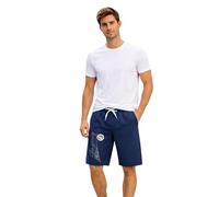 Geographical Norway Parithe Men Bermuda Hombre Pantalón Corto Verano Algodón Poliéster Cordón Ajustable Bolsillos Laterales Trasero Estampado Frontal Estilo Casual Deportivo Vacaciones (Azul marino M)