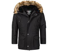 Geographical Norway Parka de invierno para hombre con capucha, parka forrada, chaqueta de esquí y snowboard, parka con capucha con gorro UD, Abio Black, XXL