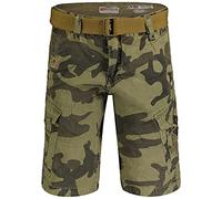 Geographical Norway Peanut Men - Bermudas Short Algodón Fit - Pantalones Cortos Deportivos para Hombres - Bermudas Hombre - Shorts Cortos Cinturón - Bermuda Ajuste Normal Cómodo Camo Khaki XL