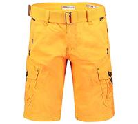 Geographical Norway Peanut Men - Bermudas Short Algodón Fit - Pantalones Cortos Deportivos para Hombres - Bermudas Hombre - Shorts Cortos Cinturón - Bermuda Ajuste Normal Cómodo Naranja XL