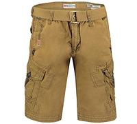 Geographical Norway Peanut Men - Bermudas Short Algodón Fit - Pantalones Cortos Deportivos para Hombres - Bermudas Hombre - Shorts Cortos Cinturón - Bermuda Ajuste Normal Cómodo Caqui M