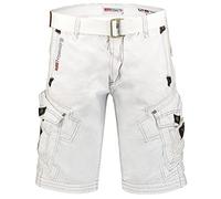 Geographical Norway Peanut Men - Bermudas Short Algodón Fit - Pantalones Cortos Deportivos para Hombres - Bermudas Hombre - Shorts Cortos Cinturón - Bermuda Ajuste Normal Cómodo Blanco XL