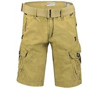 Geographical Norway Peanut Men - Bermudas Short Algodón Fit - Pantalones Cortos Deportivos para Hombres - Bermudas Hombre - Shorts Cortos Cinturón - Bermuda Ajuste Normal Cómodo Mastic XXL