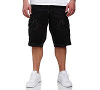 Geographical Norway Peanut Men - Bermudas Short Algodón Fit - Pantalones Cortos Deportivos para Hombres - Bermudas Hombre - Shorts Cortos Cinturón - Bermuda Ajuste Normal Cómodo Negro XXL