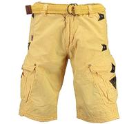 Geographical Norway Peanut Men - Bermudas Short Algodón Fit - Pantalones Cortos Deportivos para Hombres - Bermudas Hombre - Shorts Cortos Cinturón - Bermuda Ajuste Normal Cómodo Amarillo XXL