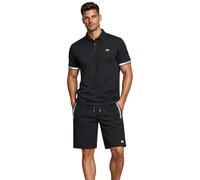 Geographical Norway Poliar Men Bermuda Hombre Pantalón Corto Molleton Algodón Poliéster Corte Recto Cintura Elástica Cordón Contraste Bolsillos Laterales Estampados Estilo Verano (Negro L)