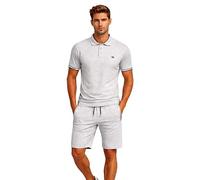 Geographical Norway Poliar Men Bermuda Hombre Pantalón Corto Molleton Algodón Poliéster Corte Recto Cintura Elástica Cordón Contraste Bolsillos Laterales Estampados Estilo Verano (Gris Claro L)