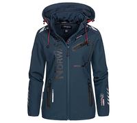 Geographical Norway REINE LADY - Chaqueta Softshell Impermeable Mujer - Chaqueta Capucha Exteriores - Chaqueta Cortavientos Invierno - Actividades Senderismo Aire Libre (azul marino L) Talla 3