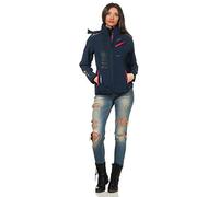 Geographical Norway REINE LADY - Chaqueta Softshell Impermeable Mujer - Chaqueta Capucha Exteriores - Chaqueta Cortavientos Invierno - Actividades Senderismo Aire Libre (azul marino/rosa M) Talla 2