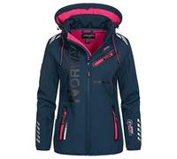 Geographical Norway Reine Lady - Chaqueta Softshell Mujer Impermeable Capucha - Abrigo Polar Cortavientos - Cazadore Aire Libre Deporte Esquí Invierno Primavera (Marino Rosa XL)
