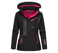 Geographical Norway Reine Lady - Chaqueta Softshell Mujer Impermeable Capucha - Abrigo Polar Cortavientos - Cazadore Aire Libre Deporte Esquí Invierno Primavera (Negro Rosa S)