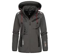 Geographical Norway REINE Lady - Chaqueta softshell para mujer, cortavientos resistente e impermeable con capucha, para el aire libre, gris / negro, S