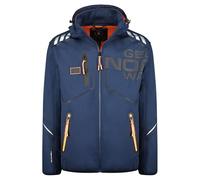 Geographical Norway Robin Men - Chaqueta Softshell Hombre Impermeable Con Capucha - Abrigo Para Hombres Outdoor Cortavientos Resistente - Senderismo Esquí Otoño Invierno Primavera (Marino S)