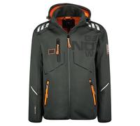 Geographical Norway Robin Men - Chaqueta Softshell Hombre Impermeable Con Capucha - Abrigo Para Hombres Outdoor Cortavientos Resistente - Senderismo Esquí Otoño Invierno Primavera (Gris Oscuro XXL)