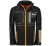 Geographical Norway Romano Men - Chaqueta Softshell Hombre Impermeable Con Capucha - Abrigo Para Hombres Outdoor Cortavientos Resistente - Senderismo Esquí Otoño Invierno Primavera (Negro S)