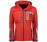 Geographical Norway Romano Men - Chaqueta Softshell Hombre Impermeable Con Capucha - Abrigo Para Hombres Outdoor Cortavientos Resistente - Senderismo Esquí Otoño Invierno Primavera (Rojo XXL)