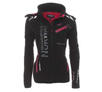Geographical Norway Romantic Turbo-Dry - Chaqueta para mujer (softshell, con capucha extraíble) Color negro y rosa. XL