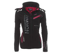 Geographical Norway Romantic Turbo-Dry - Chaqueta para mujer (softshell, con capucha extraíble) negro y rosa XL