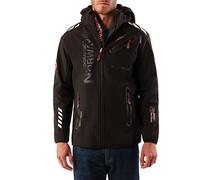 Geographical Norway Royaute Men - Chaqueta Softshell Hombres Impermeable Con Capucha - Chaqueta Outdoor Cortavientos Resistente - Senderismo Esquí Otoño Invierno Primavera (Negro/Negro XXL)