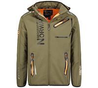 Geographical Norway Royaute Men - Chaqueta Softshell Hombres Impermeable Con Capucha - Chaqueta Outdoor Cortavientos Resistente - Senderismo Esquí Otoño Invierno Primavera (Naranja caqui XL)