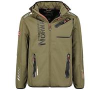 Geographical Norway Royaute Men - Chaqueta Softshell Hombres Impermeable Con Capucha - Chaqueta Outdoor Cortavientos Resistente - Senderismo Esquí Otoño Invierno Primavera (Caqui negro XL)