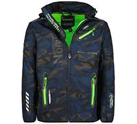 Geographical Norway ROYAUTE MEN - Chaqueta Softshell Impermeable Hombre - Capucha Transpirable Exterior - Chaqueta Cortavientos Invierno - Actividades Aire Libre (CAMO Marino / Verde - M)