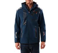 Geographical Norway ROYAUTE MEN - Chaqueta Softshell Impermeable Hombre - Capucha Transpirable Exterior - Chaqueta Cortavientos Invierno - Actividades Aire Libre (Azul marino/Negro - 3XL)