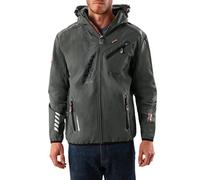 Geographical Norway ROYAUTE MEN - Chaqueta Softshell Impermeable Hombre - Capucha Transpirable Exterior - Chaqueta Cortavientos Invierno - Actividades Aire Libre (Gris oscuro/Negro - XXL)