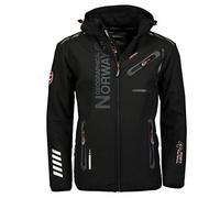Geographical Norway Royaute Men Distribrands - Chaqueta Softshell impermeable hombre - Chaqueta transpirable capucha exteriores táctica invierno prueba viento (Negro_Negro M)