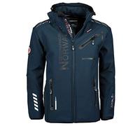Geographical Norway Royaute Men Distribrands - Chaqueta Softshell impermeable hombre - Chaqueta transpirable capucha exteriores táctica invierno prueba viento (Azul_marino_Negro XXL)