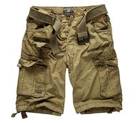 Geographical Norway Pantalones cortos de carga con cinturón de Bermudas cortas con cinturón Short Hunter en paquete con UD Bandana, Mastic 4, L