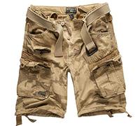 Geographical Norway Shorts Cargo Bermudas con cinturón corto Hunter Im Bundle con UD Bandana, Beige Camo 2, 4X-Large